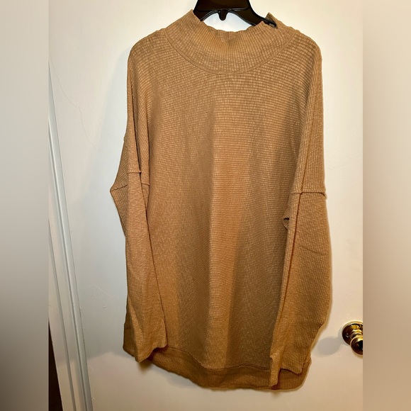 NWT Free People Casey Rib Tunic Sweater Camel Medium - Picture 5 of 16